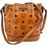 MCM Monogram Visetos Studded Small Drawstring Bucket Crossbody Bag