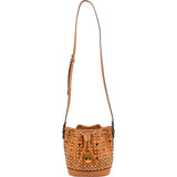 MCM Monogram Visetos Studded Small Drawstring Bucket Crossbody Bag