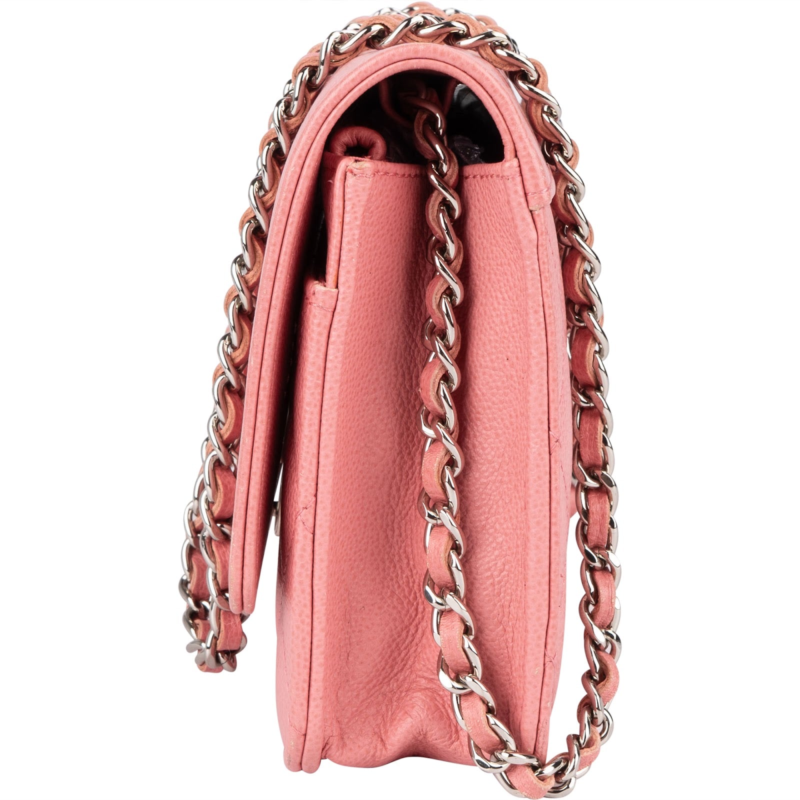 Chanel Quilted Caviar Leather Wallet On Chain Crossbody Bag - vintageandkickz