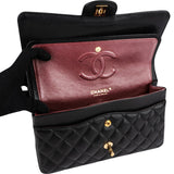 Chanel Quilted Caviar Leather Gold Medium Double Flap Crossbody Bag