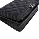 Chanel Quilted Caviar Leather Small Boy Wallet On Chain Crossbody Bag