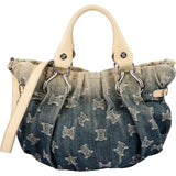 Celine Denim Ombre Monogram Croc-Embossed Leder Blason Pillow Crossbody Handbag