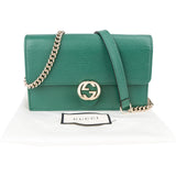 Gucci Pebbled Leather Interlocking GG Wallet On Chain Crossbody Bag