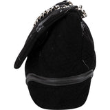Chanel Suede Shearling Palladium Jumbo Single Flap Shoulder Bag