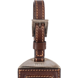 Prada Dark Brown Leather Small Luggage Tag Bag Charm