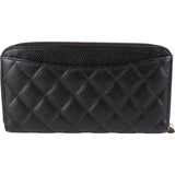Chanel Quilted Caviar Leather Classic Long Zip Around Wallet
