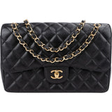Chanel Quilted Caviar Leather Double Flap Crossbody Bag