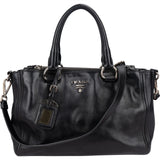 Prada Black Vitello Leather Top Handle Handbag