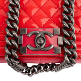 Chanel Quilted Patent Leather Boy Single Flap Crossbody Bag
