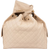 Chanel 25 Quilted Caviar Leather CC Maxi Drawstring Shoulder Bag