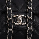 Chanel Quilted Caviar Leather Palladium Maxi Single Flap Crossbody Bag