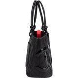 Chanel Quilted Lambskin Cambon Ligne Jumbo Tote Shoulder Bag