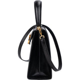 Salvatore Ferragamo Black Leather Gancini Top Handle Handbag