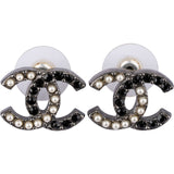Chanel Crystals & Pearls Embelished CC Stud Earrings
