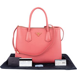 Prada Pink Saffiano Leather Double Handbag
