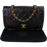 Chanel Quilted Lambskin 24K Gold Diana Single Flap Crossbody Bag