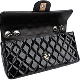 Chanel Quilted Patent Leather East West Single Flap Shoulder Bag
