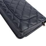 Chanel Dark Blue Quilted Caviar Leather Wallet On Chain Crossbody Bag