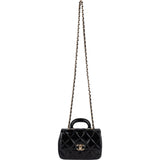 Chanel Quilted Patent Calfskin Coco Handle Single Flap Crossbody Bag