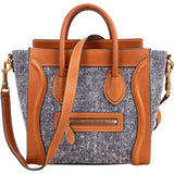 Celine Cotton & Leather Nano Luggage Handbag