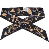 Hermès Noir Silk Les Clés Twilly Tuch Scarf