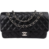 Chanel Quilted Caviar Leather Palladium Medium Double Flap Shoulder Bag