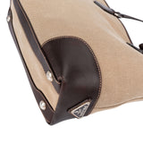 Prada Canvas Jacquard Emblem Tote Shoulder Bag