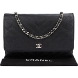 Chanel Caviar Chevron Palladium Wallet On Chain Crossbody Bag