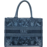 Christian Dior Denim Paisley Flower Tang Medium Book Tote Handbag