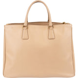 Prada Beige Saffiano Leather Double Zip Galleria Handbag