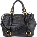 Miu Miu Vitello Lux Leather Ring Tote Handbag