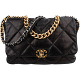 Chanel 19 Quilted Lambskin Leather Maxi Single Flap Shoulder Bag