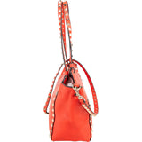 Valentino Garavani Red Leather Rockstud Shopper Handbag
