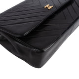 Chanel Chevron Lambskin 24K Gold Single Flap Shoulder Bag