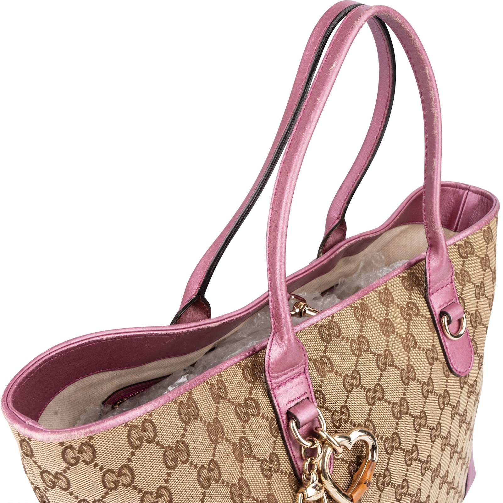 Gucci Monogram GG Heart Bit Tote Handbag - vintageandkickz