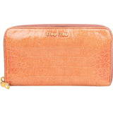 Miu Miu Croc-Embossed Leather Zip Around Wallet
