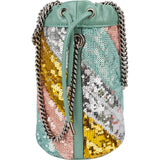 Gucci Multicolor Striped Sequin Marmont GG Small Bucket Crossbody Bag