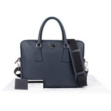 Prada Bleu Saffiano Leather Business Handbag Crossbody Bag