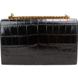 Alexander McQueen Croc-Embossed Leather Jewelled Knuckle Crossbody Bag