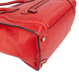 Celine Red Drummed Calfskin Luggage Handbag