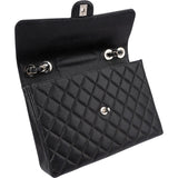 Chanel Quilted Caviar Leather Palladium Jumbo Single Flap Crossbody Bag