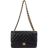 Chanel Quilted Caviar Leather Jumbo Double Flap Crossbody Bag
