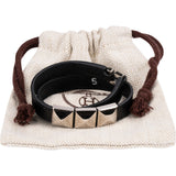 Hermès Black Leather Medor Studs Double Tour Bracelet
