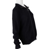 Hermès Black Strick Ribbed Zip-Up Cardigan (L)