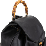 Gucci Noir Calfskin Leather Bamboo Backpack