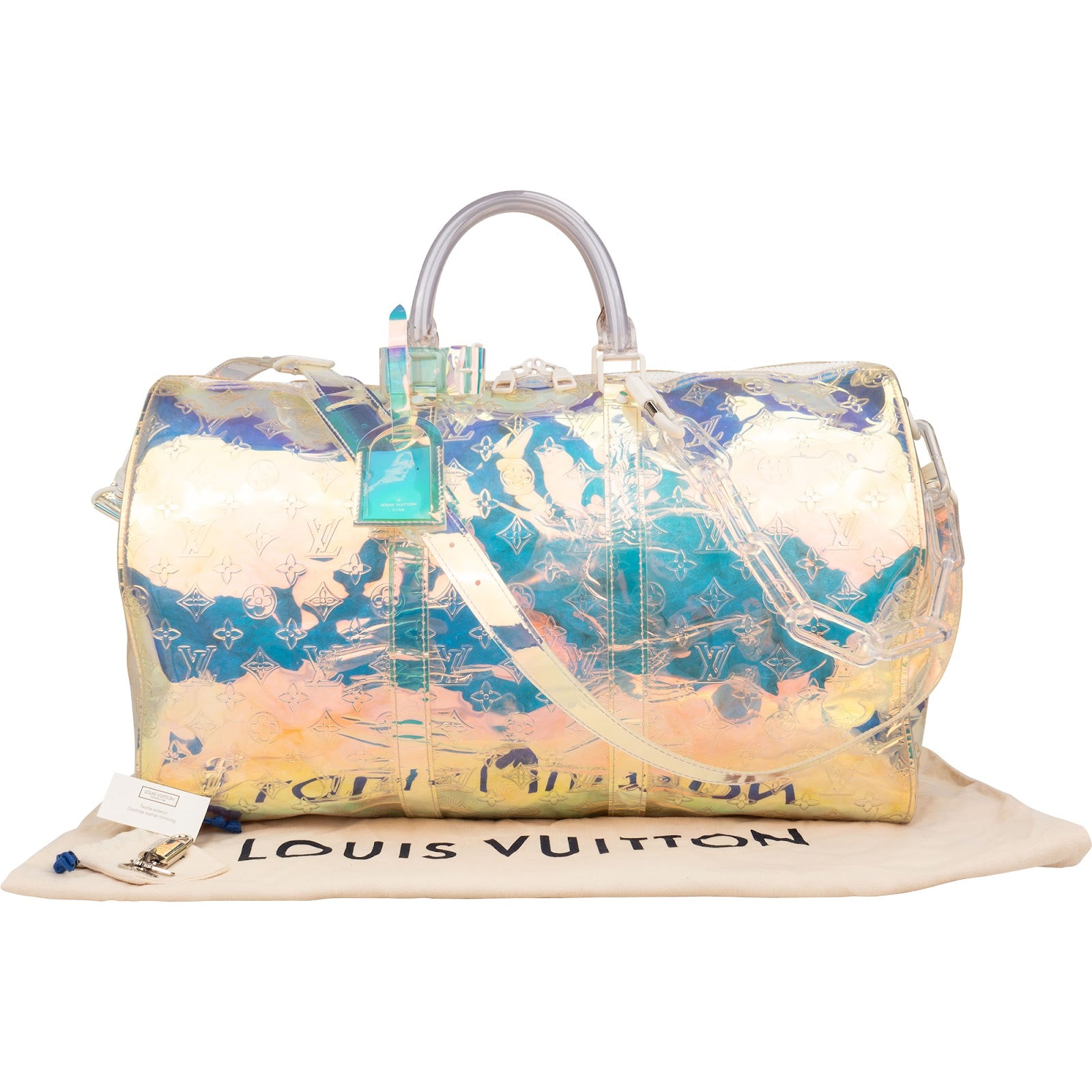 [🔄️B07 / F21] Louis Vuitton Canvas Iridescent Monogram Prism Keepall 50 Bandoulière Travel Bag - vintageandkickz