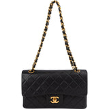 Chanel Quilted Lambskin 24K Gold Small Double Flap Shoulder Bag