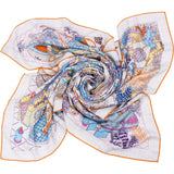 Hermes Grey Splash Park Hippodrome Gavroche Silk Cashmere 140 Scarf Tuch