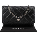 Chanel Quilted Lambskin Palladium Wallet On Chain Crossbody Bag