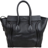 Céline Black Grained Leather Luggage Handbag